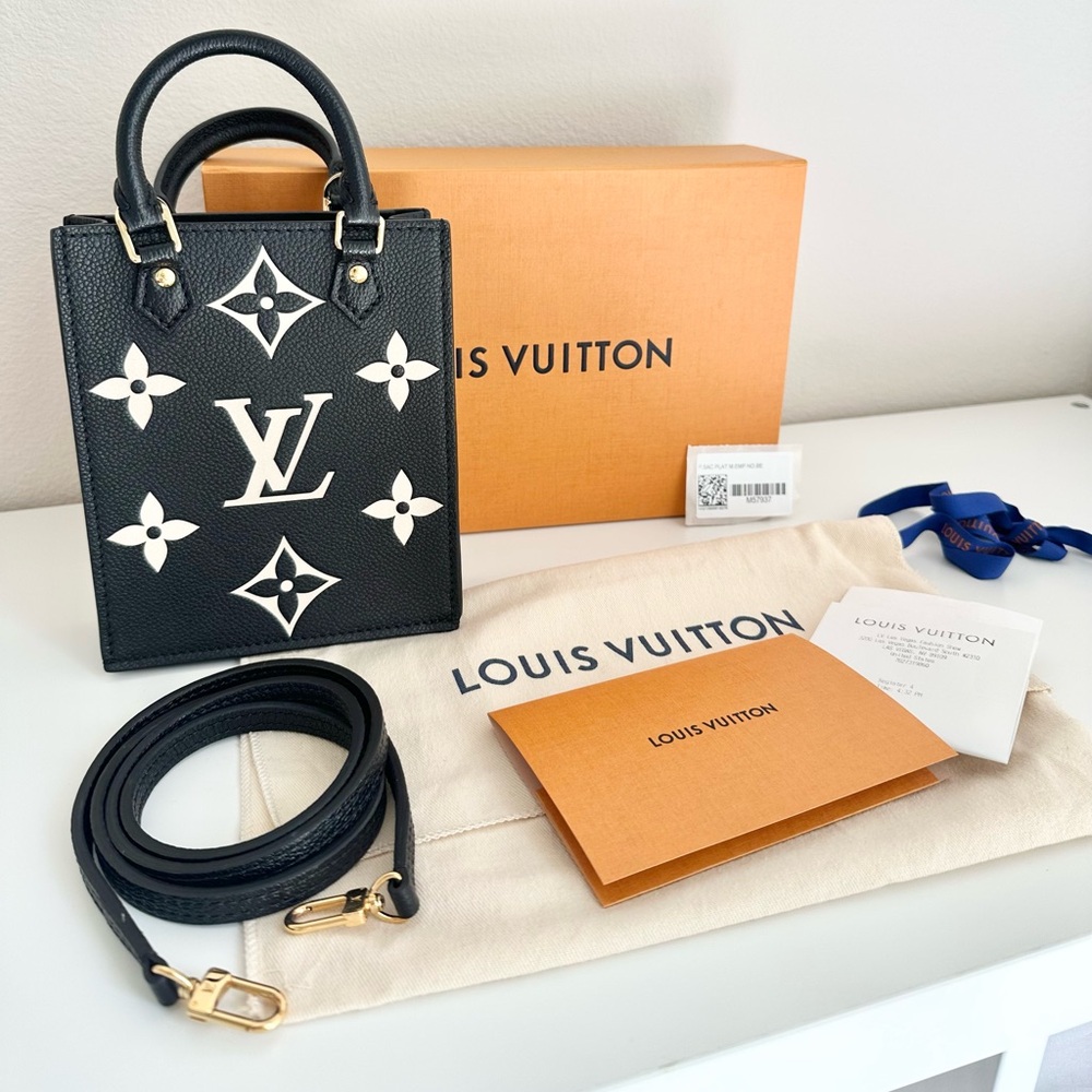 LOUIS VUITTON Petite Sac Plat 2Way Shoulder Bag Monogram Empreinte, Black M57937